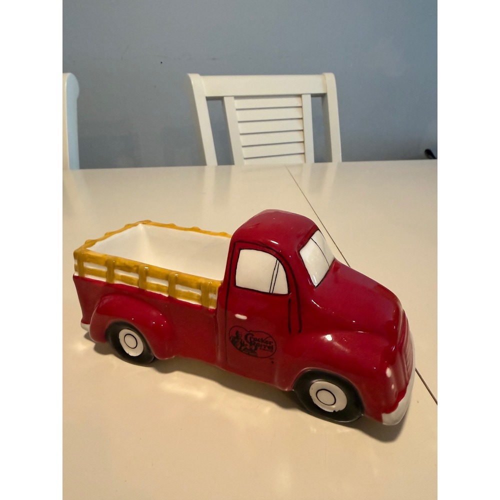 Cracker Barrel Red Ceramic Pickup Truck Planter Candy Dish Earthenware Vintage